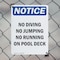 Signmission No Diving No Jumping No Running, 7 in W x Rectangle, Plastic OS-2PACK-NS-P-710-V-14483 - alternate 2